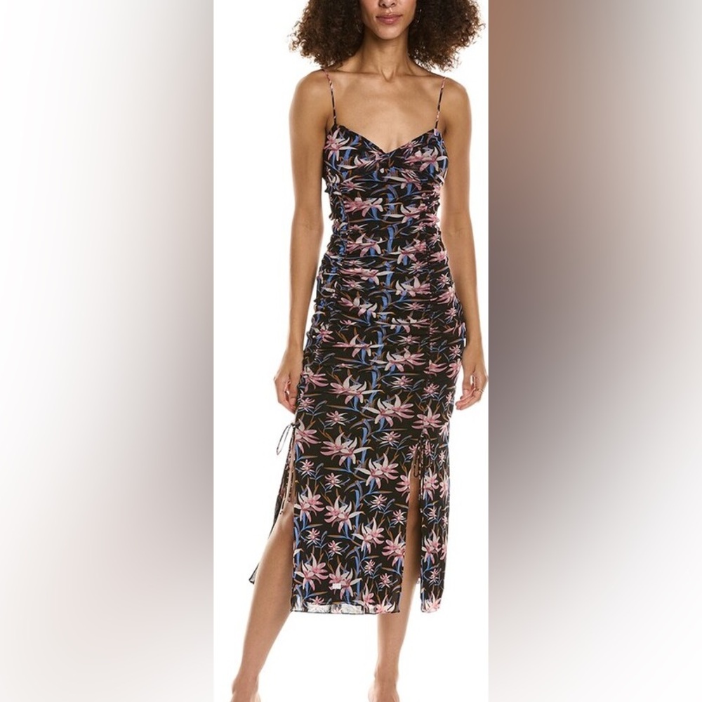 Diane Von Furstenberg Lester Ruched floral midi dress - small - new with tag
